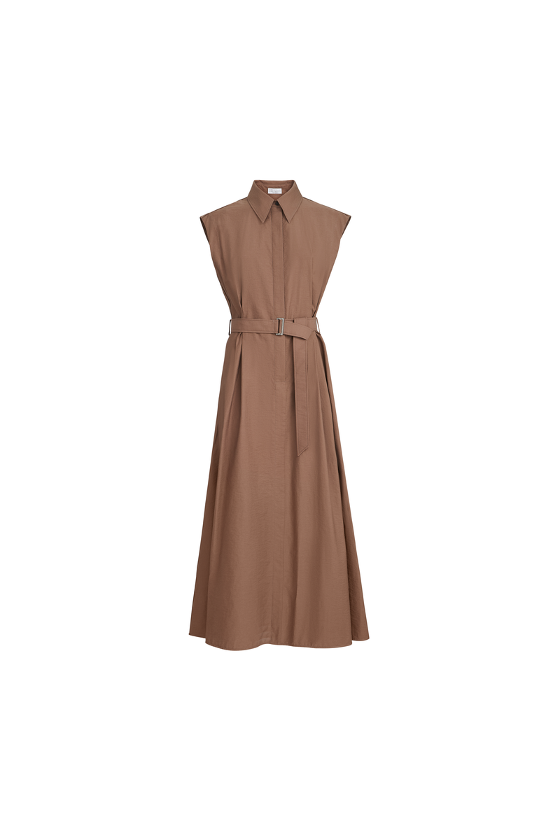 Texture twill Chemisier dress, Alternate, color, Brown