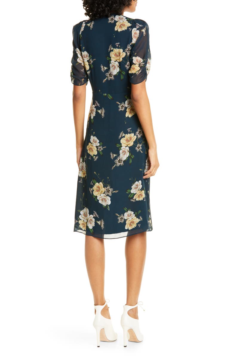 NICHOLAS Floral Print Silk Tea Dress, Alternate, color, 