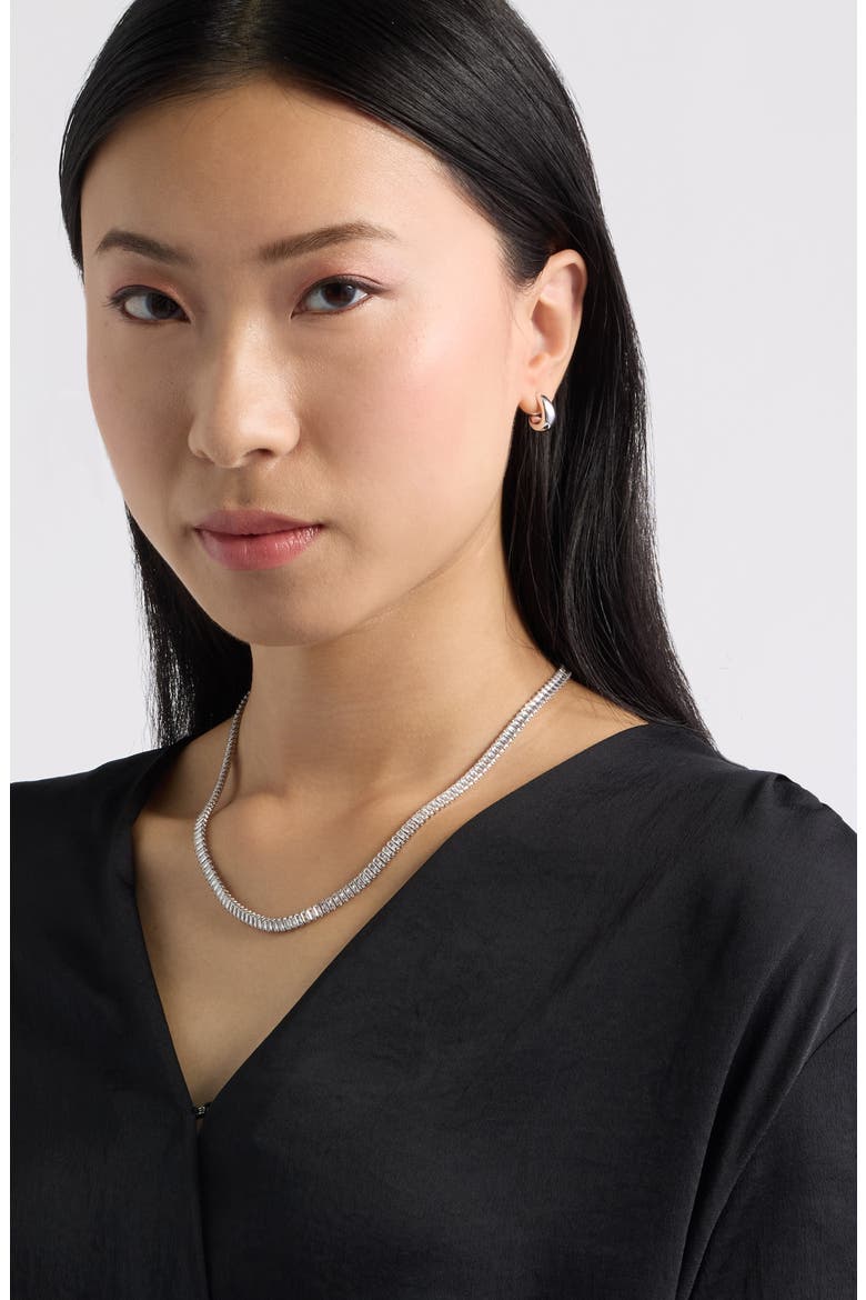 Baguette Cubic Zirconia Necklace, Alternate, color, CLEAR- SILVER