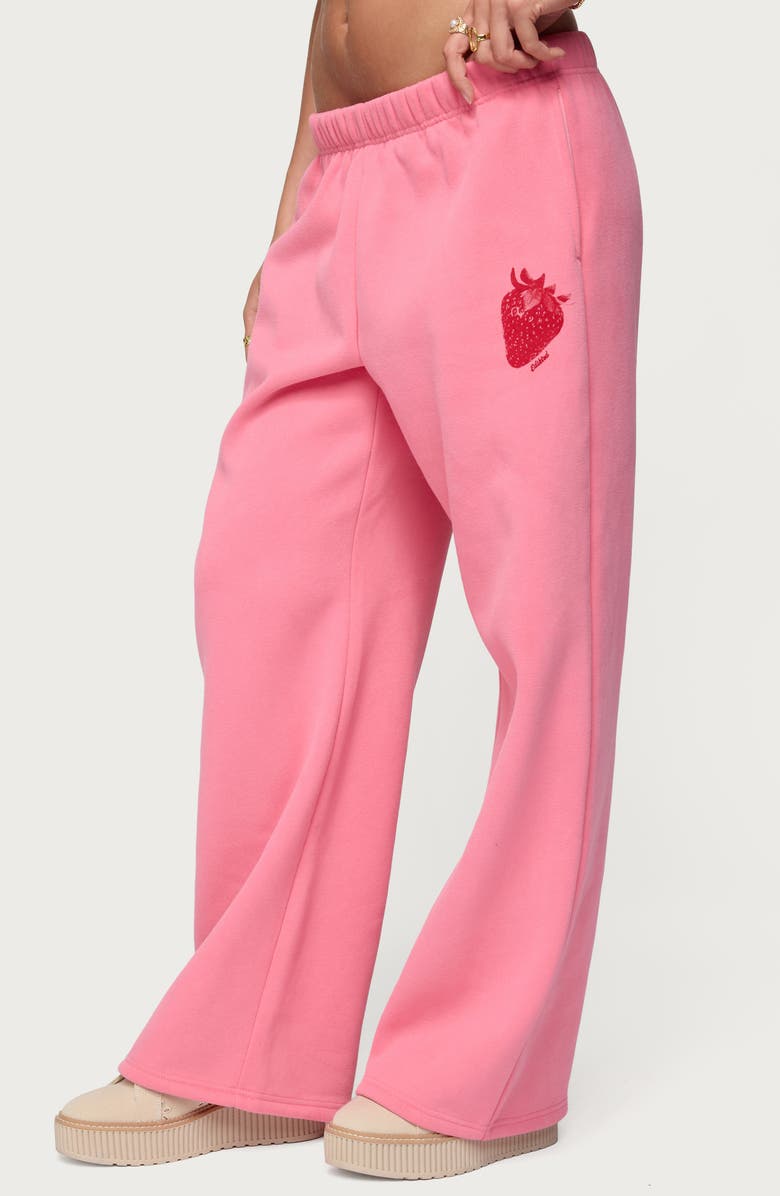 EDIKTED Strawberry Babe Sweatpants, Alternate, color, Pink