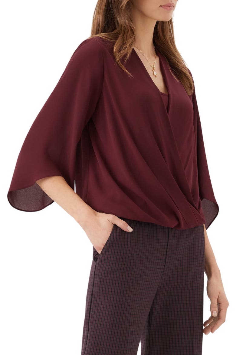 Draped Front Crossover Top, Alternate, color, WINE