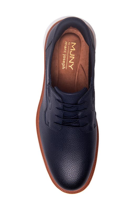 Marc Joseph New York Cloud Street Hands Free Technology Leather Plain Toe Casual Oxford, Alternate, color, Navy  Grainy Leather