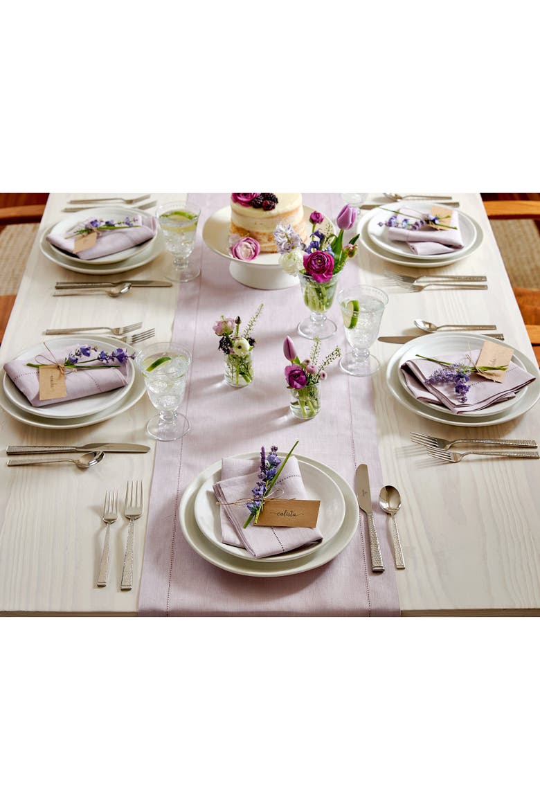 Linen Dinner Napkins Set of 6, 20 x 20" - Classic Hemstitch, Alternate, color, Lilac