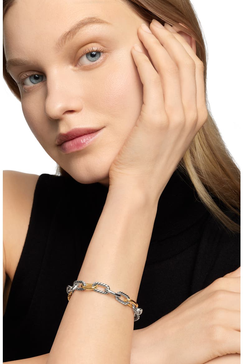 Madison® Sterling Silver & 18K Yellow Gold Chain Bracelet, 8.5mm, Alternate, color, STERLING SILVER YELLOW GOLD