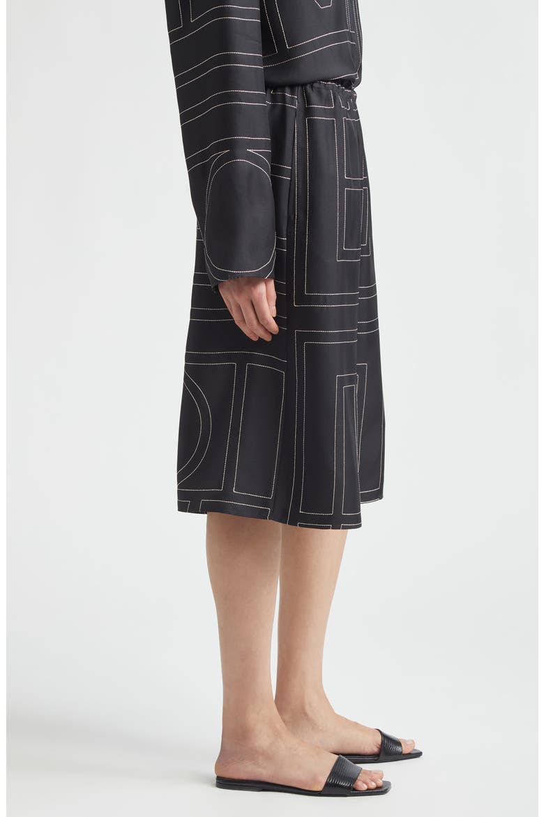 Monogram Organic Silk Pajama Culottes, Alternate, color, BLACK
