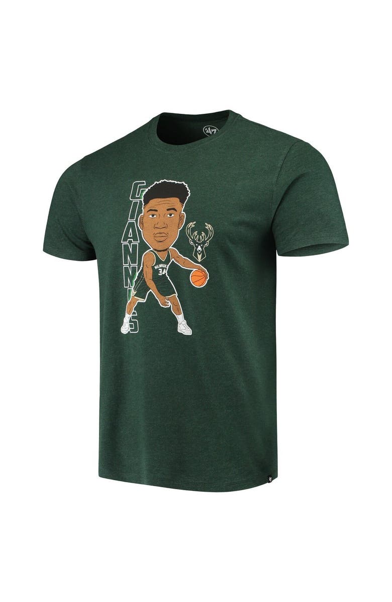 '47 Men's '47 Giannis Antetokounmpo Heathered Hunter Green Milwaukee Bucks Bobblehead T-Shirt, Alternate, color, Green