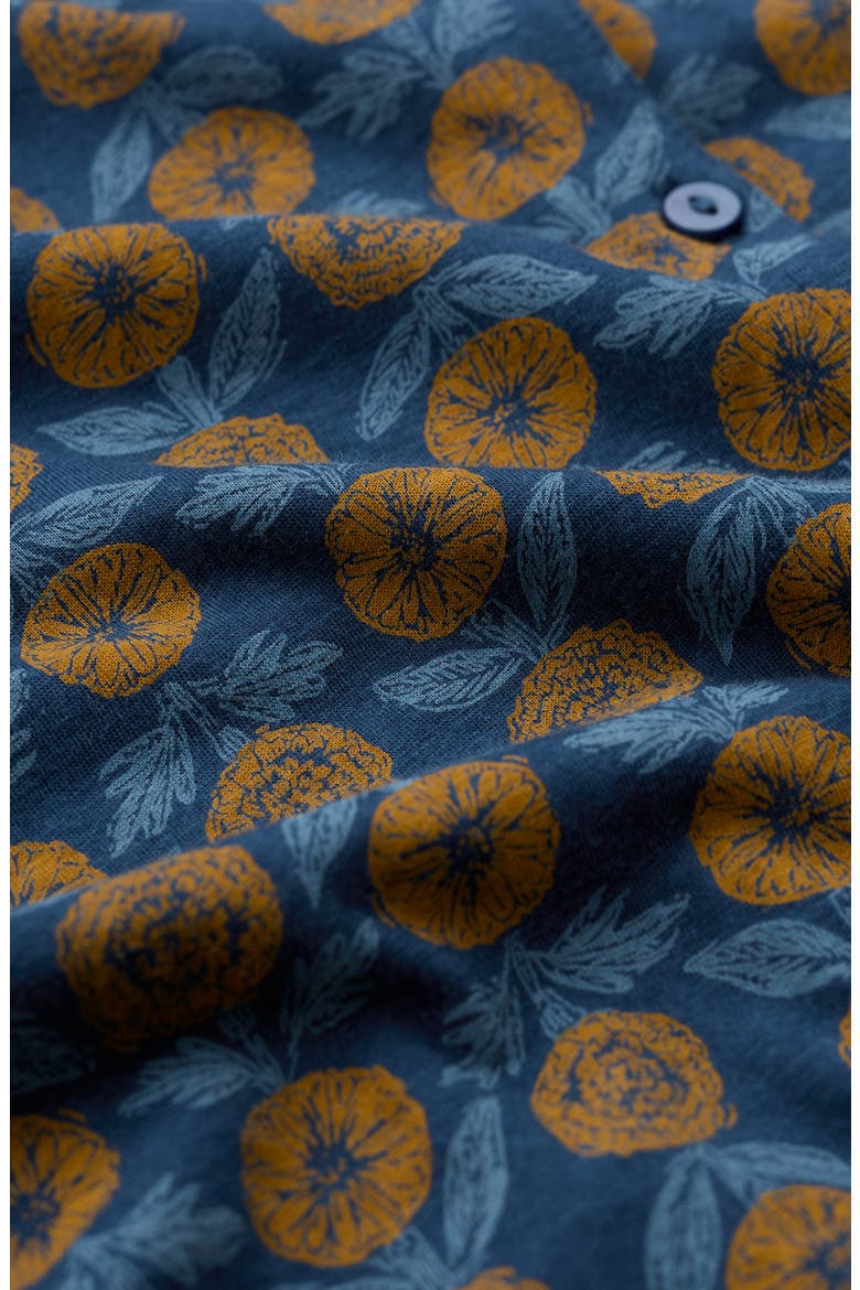 Embrace Floral Print Three-Quarter Sleeve Shirt, Alternate, color, MARIGOLD SKETCH MARINE