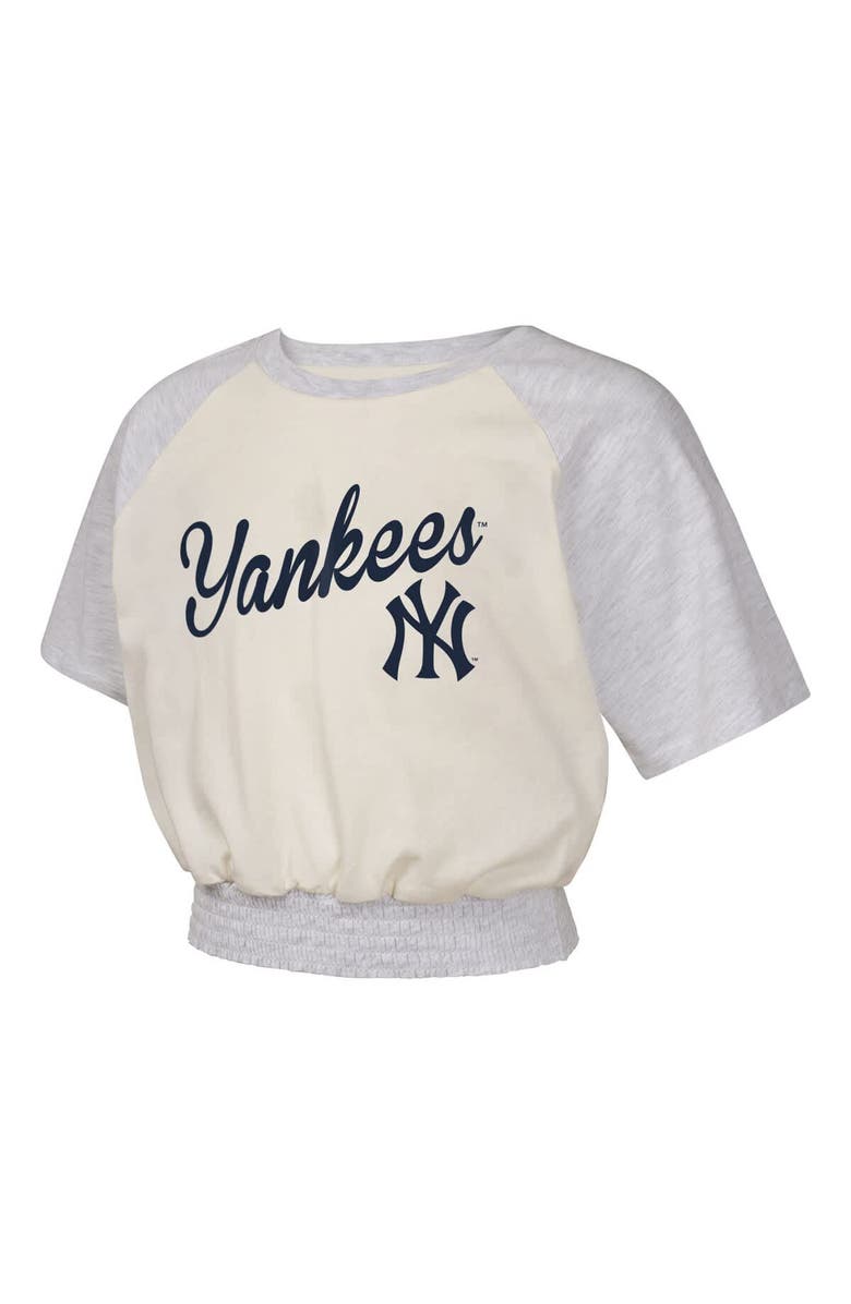 Outerstuff Girls Youth  Cream New York Yankees Curve Ball Fashion Raglan T-Shirt, Alternate, color, 