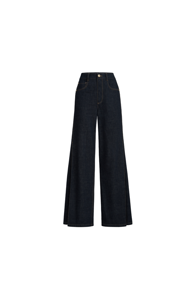 Brunello Cucinelli Loose Flared Trousers, Main, color, Dark Denim