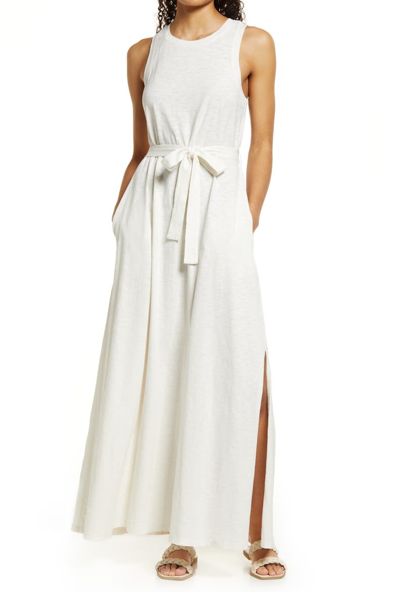 Sleeveless Organic Cotton Knit Maxi Dress, Main, color, IVORY