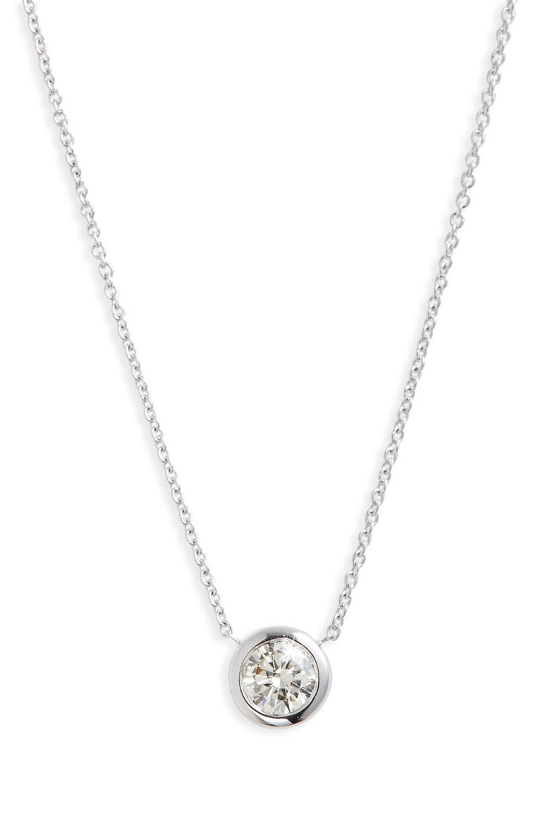 Diamond Bezel Necklace, Main, color, WHITE GOLD