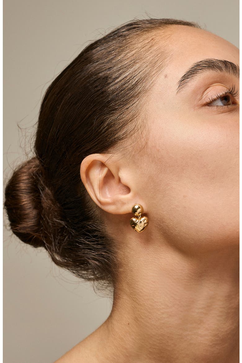Poma Heart Earrings, Alternate, color, Gold