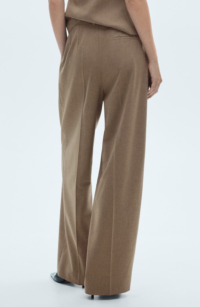 MANGO Pleated Wide Leg Suit Pants, Alternate, color, Brown