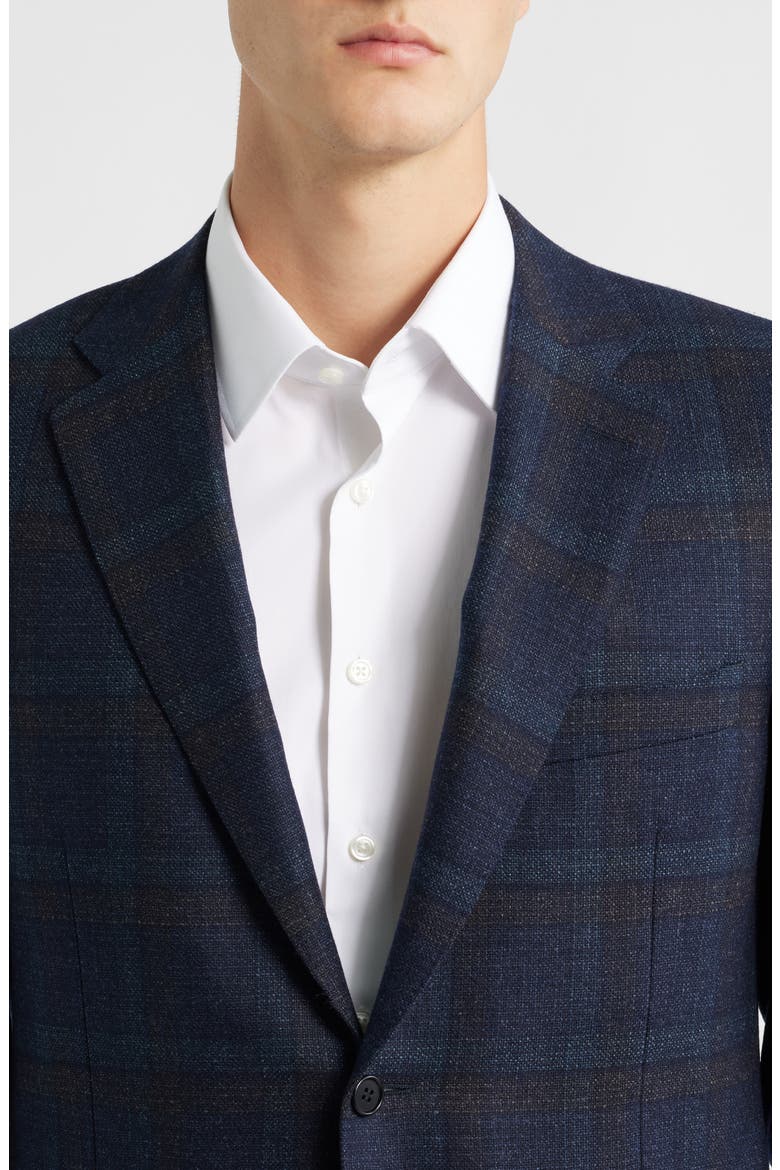 Siena Regular Fit Navy Plaid Textured Wool Sport Coat, Alternate, color, NAVY