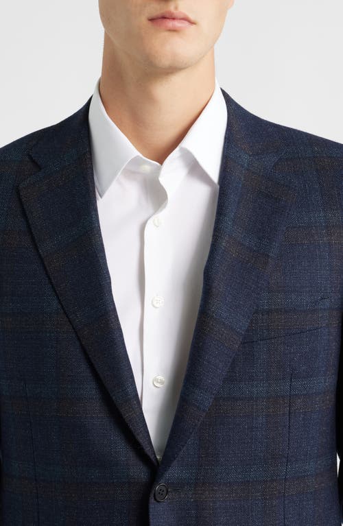 Canali Siena Regular Fit Navy Plaid Textured Wool Sport Coat In Blue