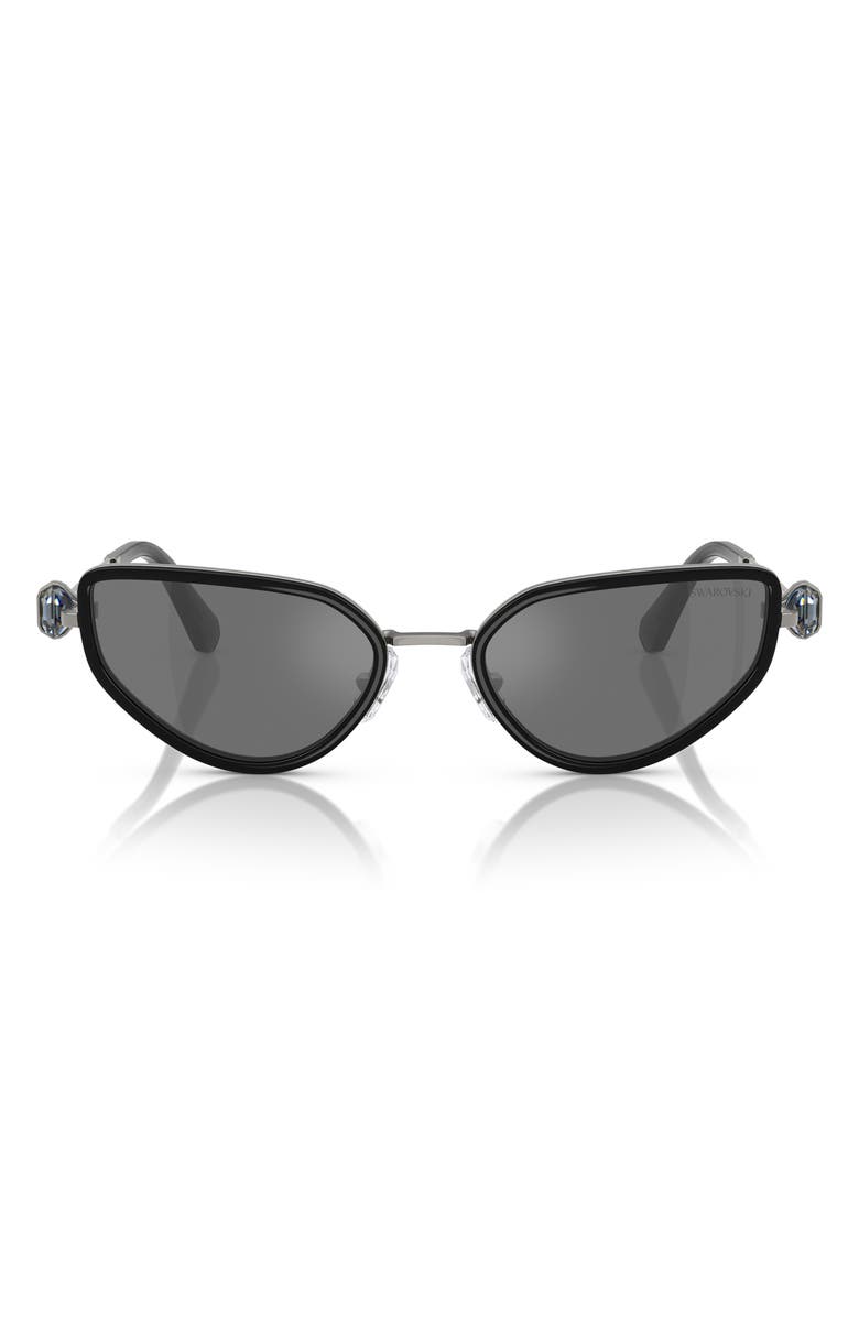 Swarovski 56mm Irregular Sunglasses, Main, color, Black Grey