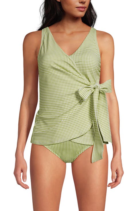 Chlorine Resistant Side Tie V-neck Tankini Swimsuit Top