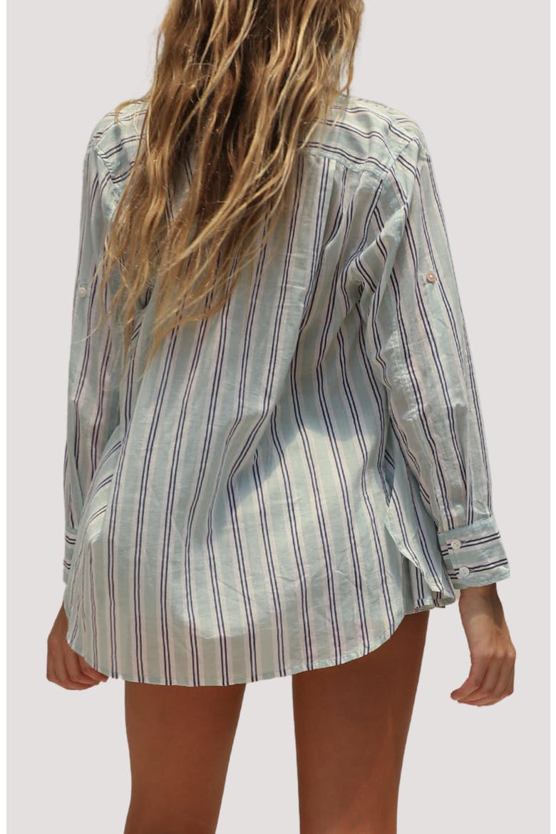 Mela Boyfriend Organic Cotton Cover-Up Shirt, Alternate, color, CAPE VERDE STRIPE