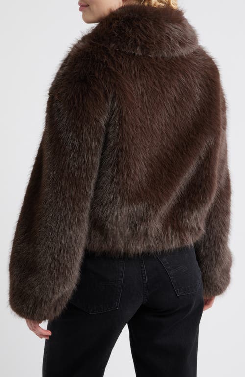 Bcbg Cropped Faux Fur Jacket In Brown