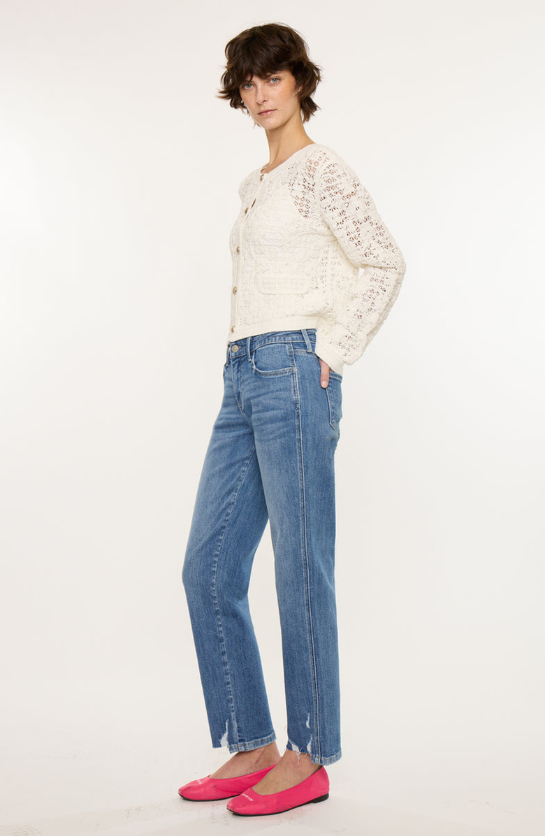 KanCan Ivorie Mid Rise Crop Straight Jeans, Alternate, color, Medium Wash