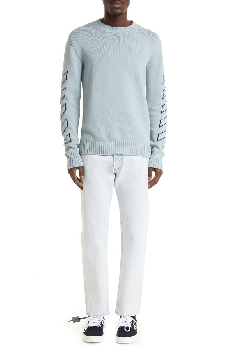 Off-White Diag Arrows Outline Crewneck Cotton Blend Sweater, Alternate, color, 