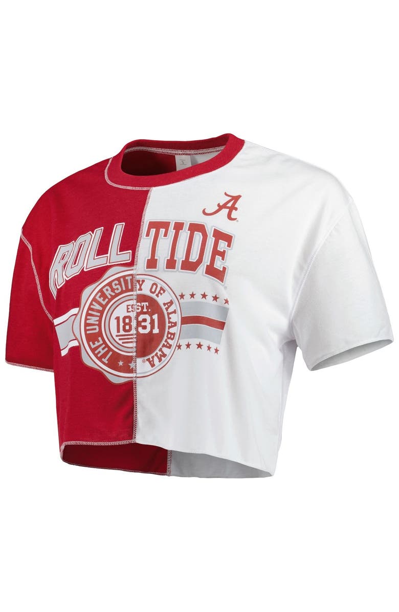 ZOOZATZ Women's ZooZatz Crimson/White Alabama Crimson Tide Colorblock Cropped T-Shirt, Alternate, color,