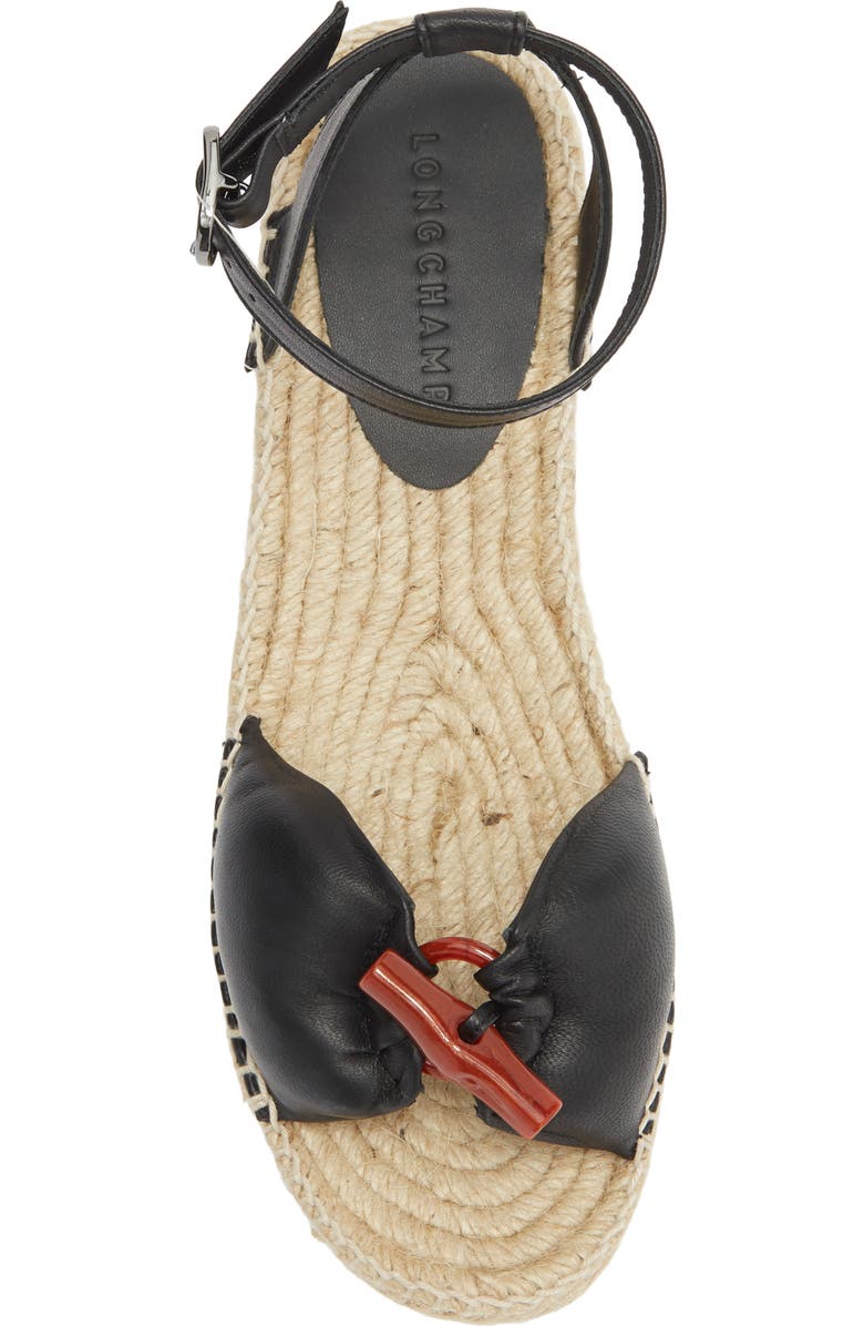 Longchamp Platform Espadrille Sandal, Alternate, color, Black