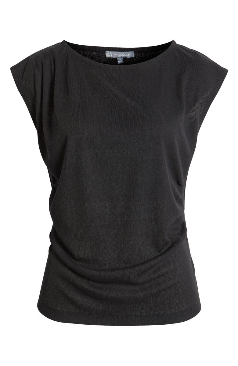 Wit & Wisdom Cap Sleeve Ruched Top, Alternate, color, Black
