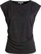 Wit & Wisdom Cap Sleeve Ruched Top