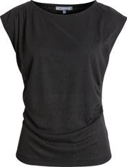 Wit & Wisdom Cap Sleeve Ruched Top