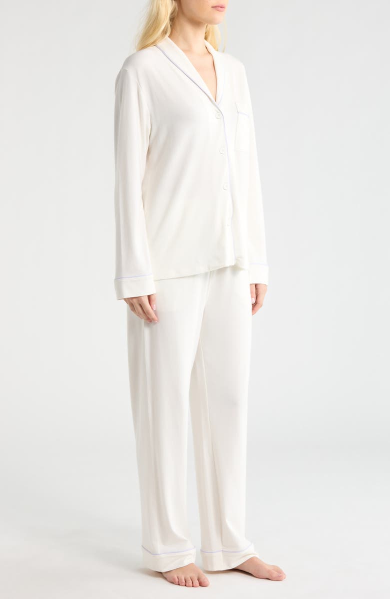 Lunya Slumberknit<sup>™</sup> Pajamas, Alternate, color, Lunar White/Quiet Lilac