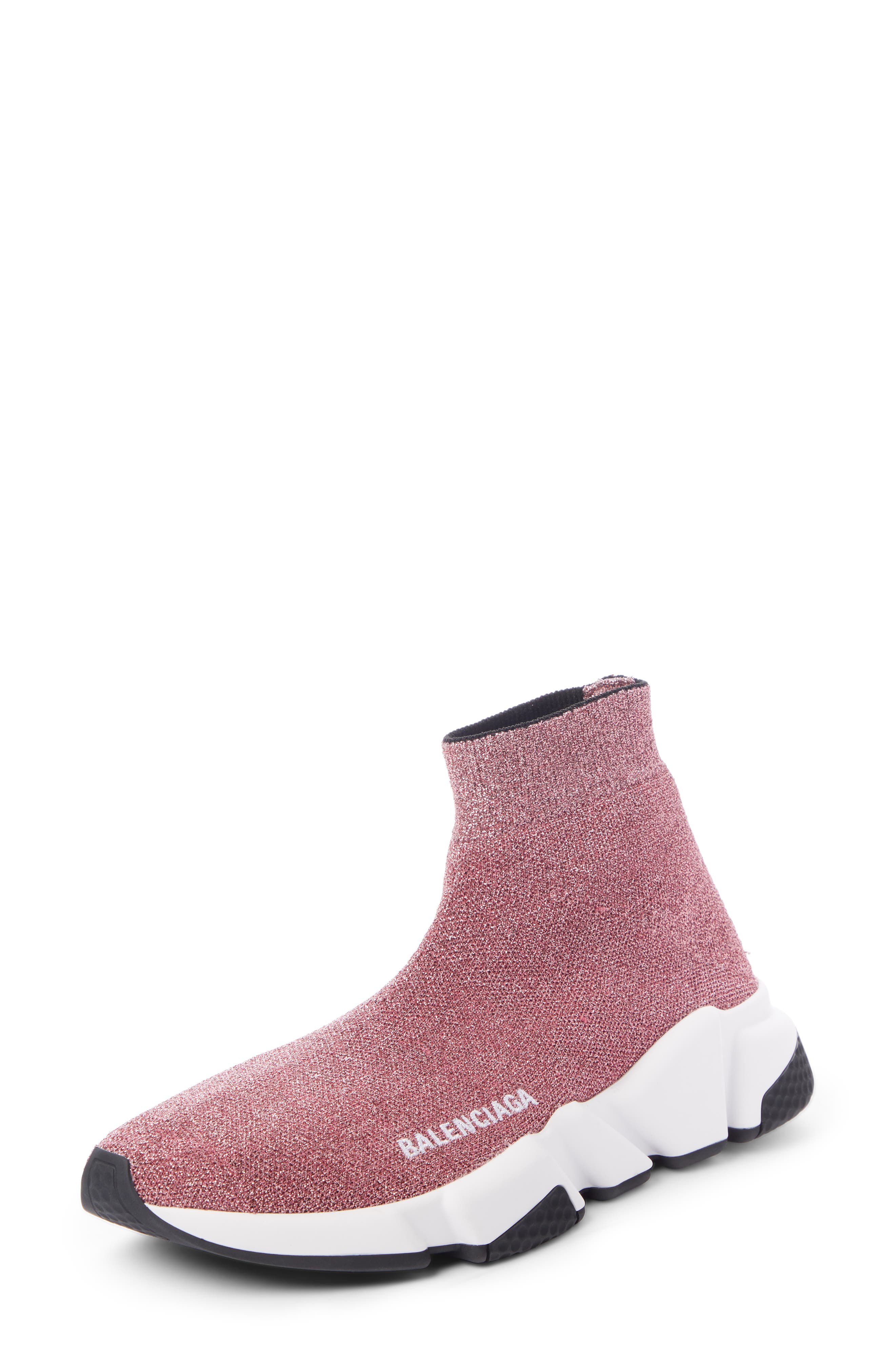 Balenciaga Mid Speed Metallic Sock Sneaker, Main, color, 