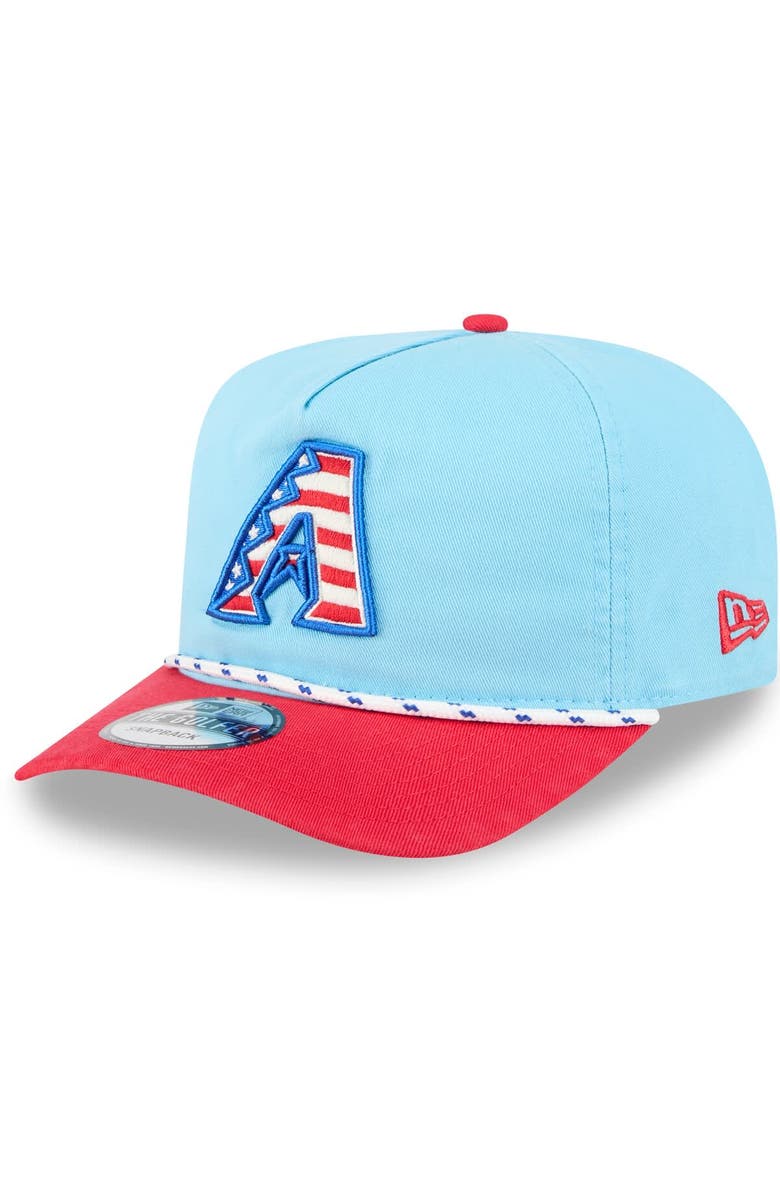 New Era Men's New Era Light Blue/Red Arizona Diamondbacks 2025 Fourth of July Golfer Snapback Hat, Main, color, 