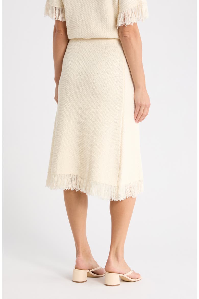 Fringe Waffle Knit Midi Skirt, Alternate, color, CREAM