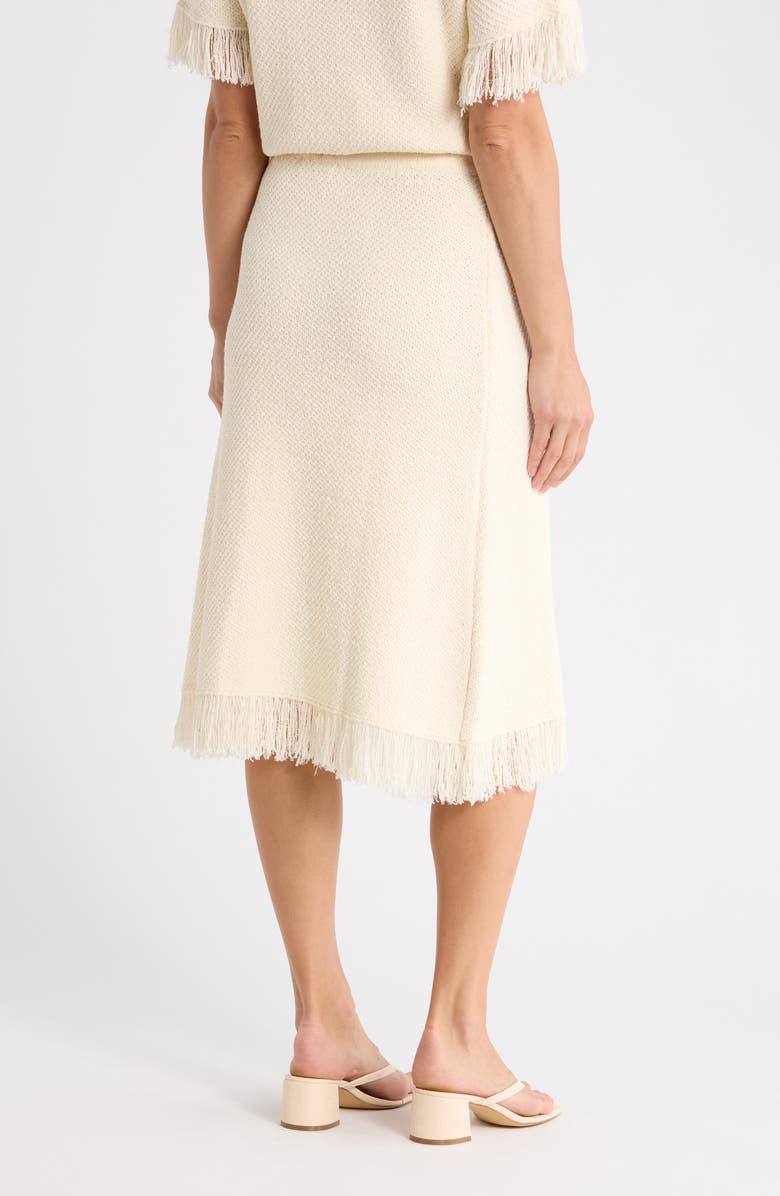 Adrianna Papell Fringe Waffle Knit Midi Skirt, Alternate, color, Cream