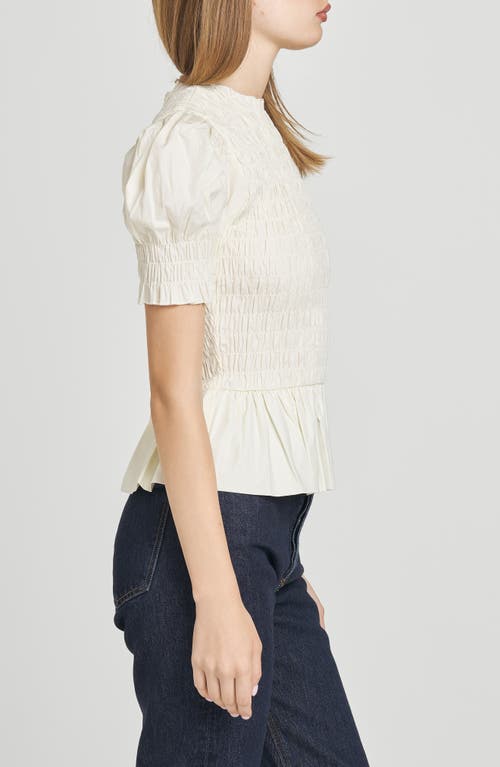 Wayf Matilda Smocked Peplum Top In Neutral