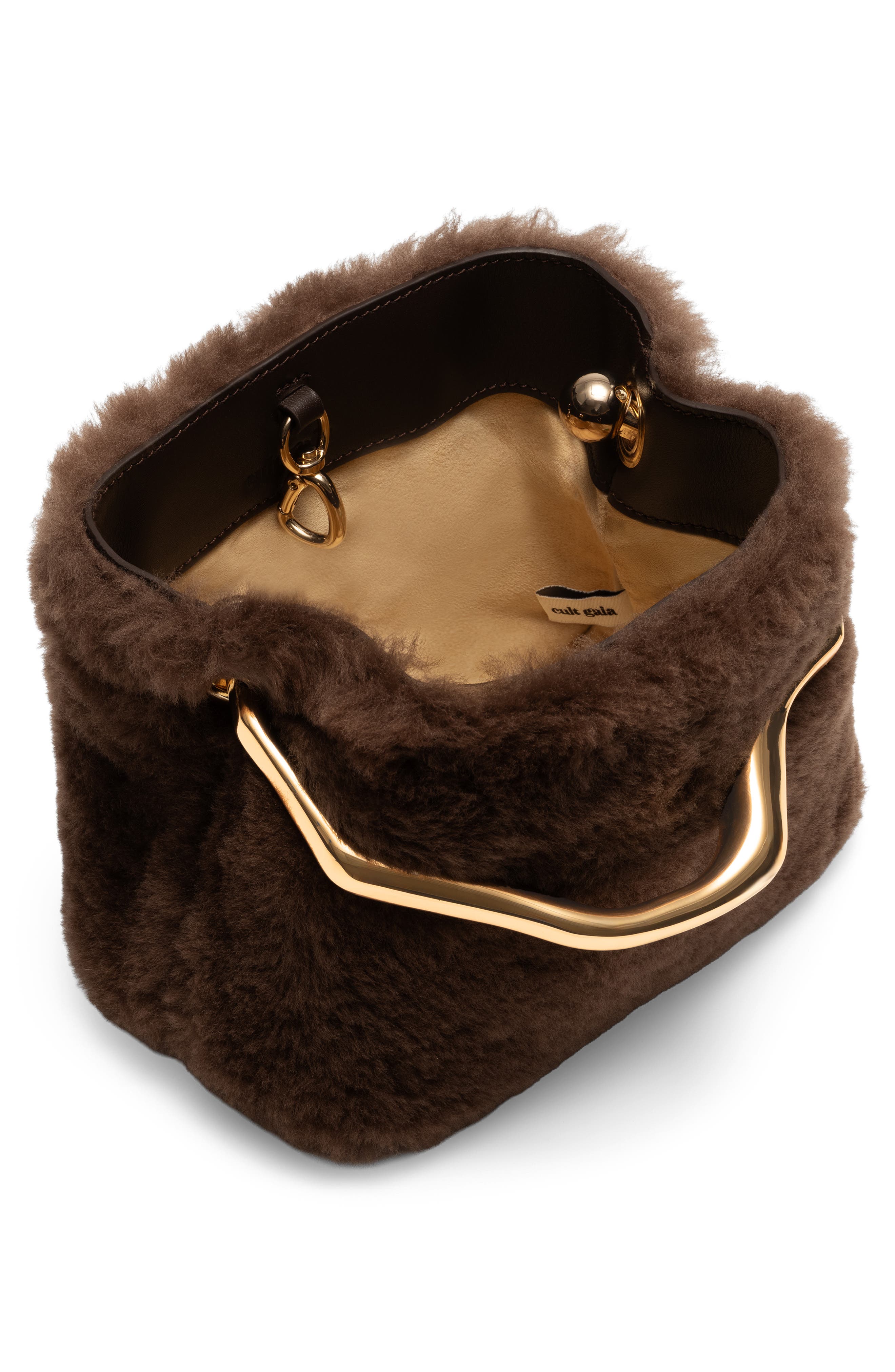 Solene Mini Shearling Top Handle Bag, Alternate, color, LUWAK