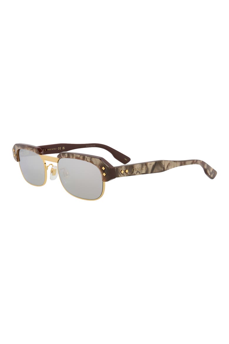 Novelty 52mm Rectangular Sunglasses, Alternate, color, BROWN BROWN SILVER