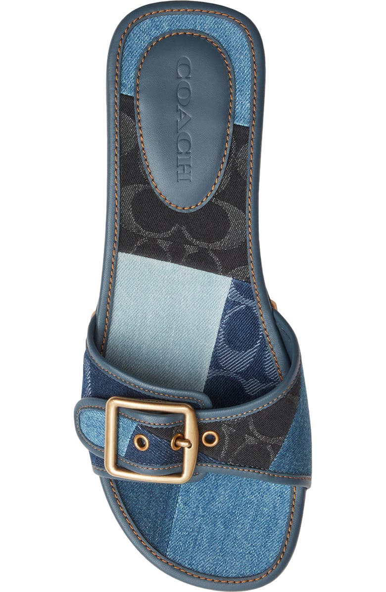 COACH Margot Denim Patchwork Slide Sandal, Alternate, color,