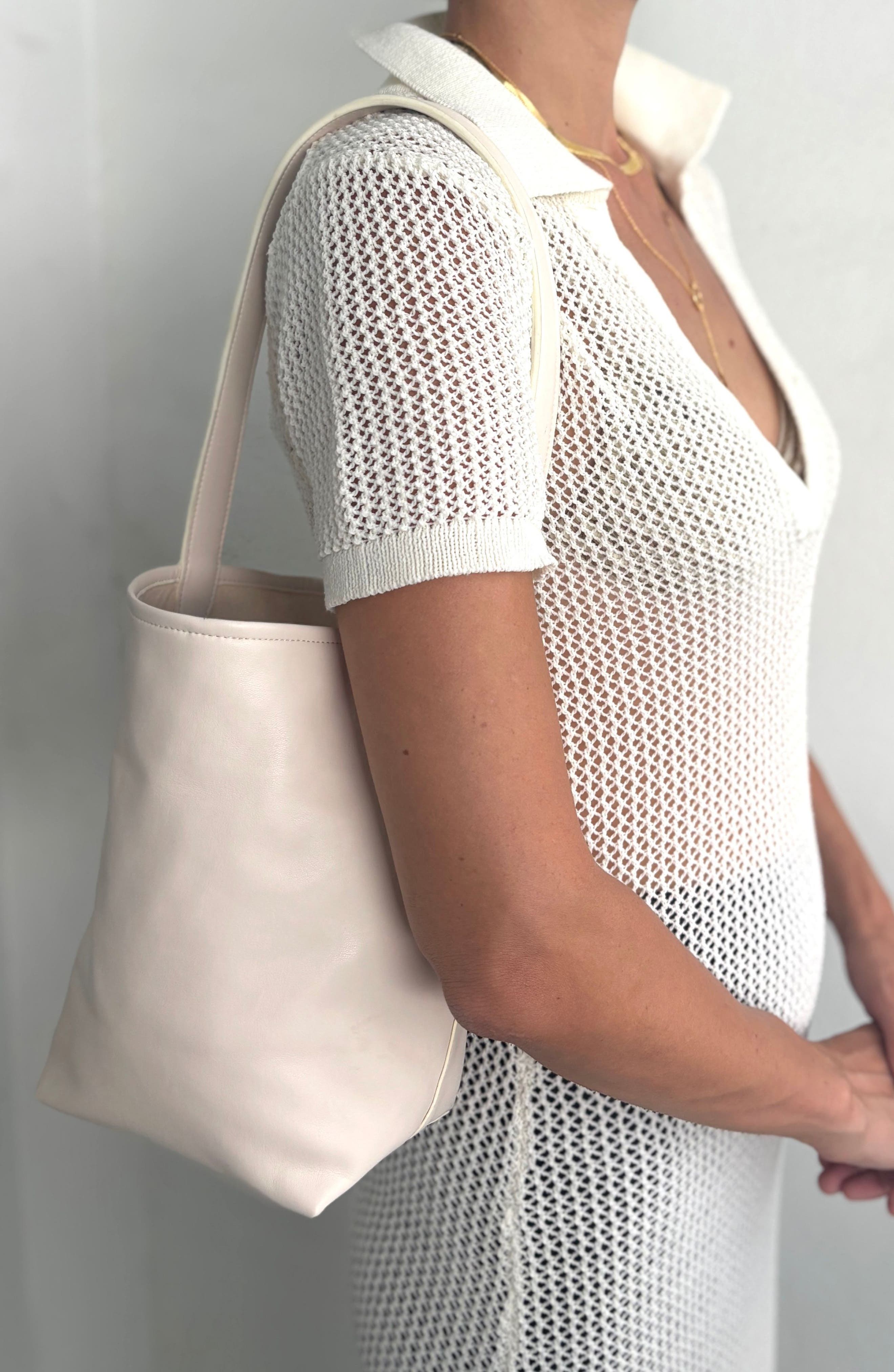 Adornia Faux Leather Bucket Bag, Alternate, color, White