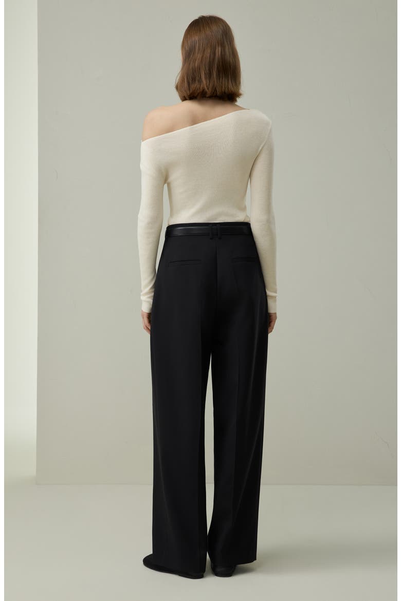 Elegant Off-Shoulder Silk-Cashmere Top, Alternate, color, Lily White