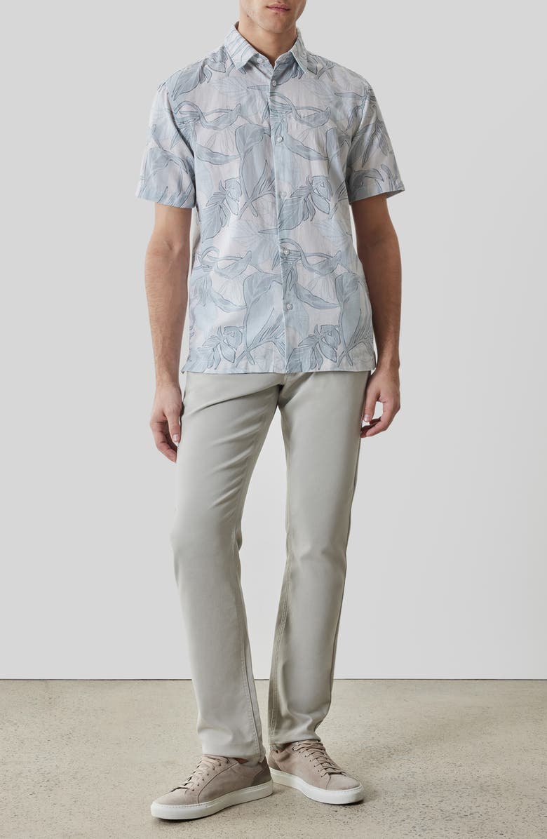 Robert Barakett Stratford Cotton Short Sleeve Button-Up Shirt, Alternate, color, Dusty Teal