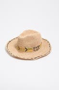 Bimba y Lola Embroidered Raffia Hat
