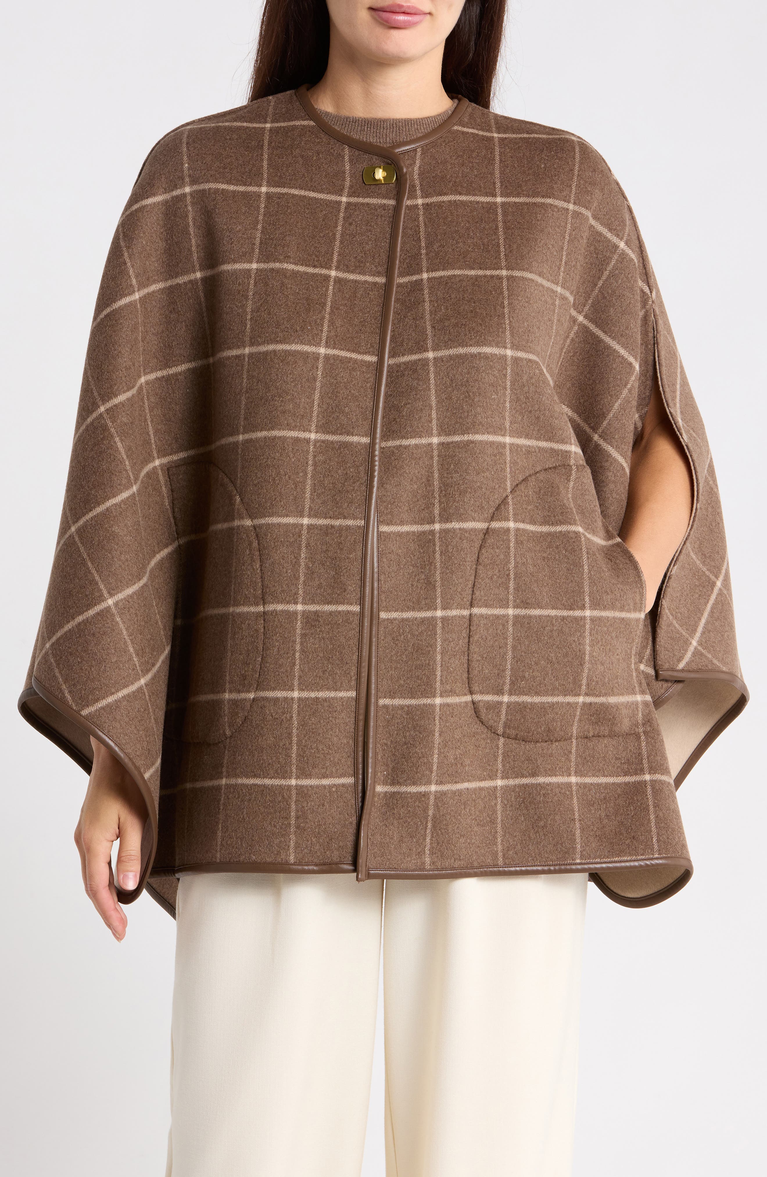Winifred Wool Blend Plaid Cape