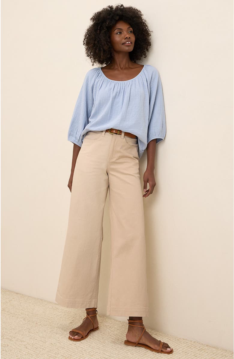 Pact Organic Cotton Coastal Double Gauze Scoop Neck Top, Alternate, color, Cornflower Blue