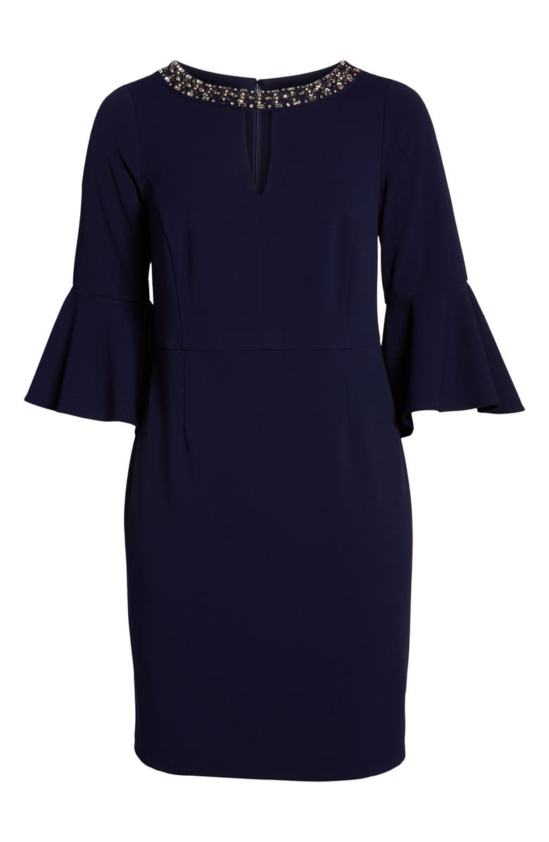 Vince Camuto Embellished Neck Sheath Dress, Alternate, color,