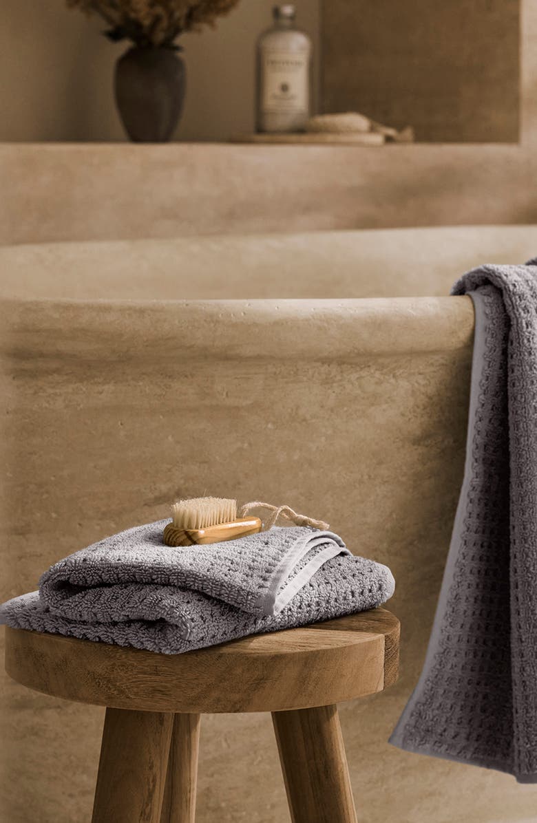 Boll & Branch Set of 2 Waffle Organic Cotton Hand Towels, Alternate, color, Stone