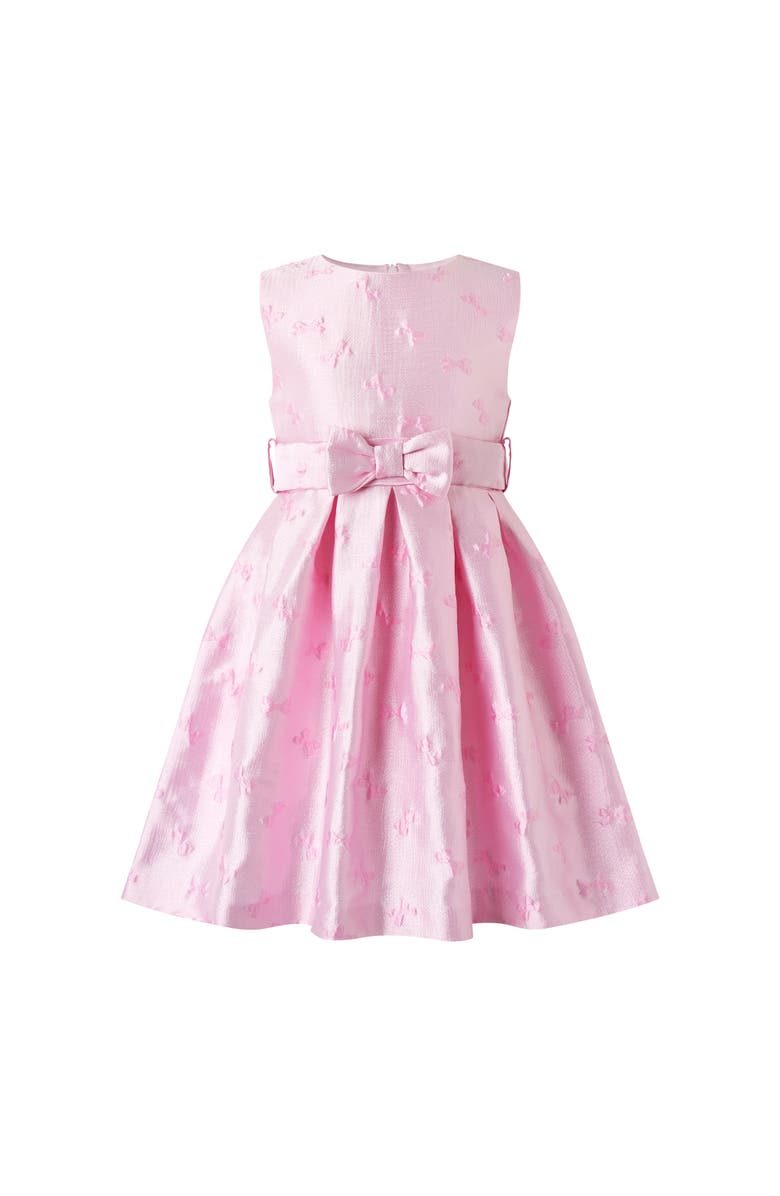 Rachel Riley Bow Damask Dress, Main, color, Pink