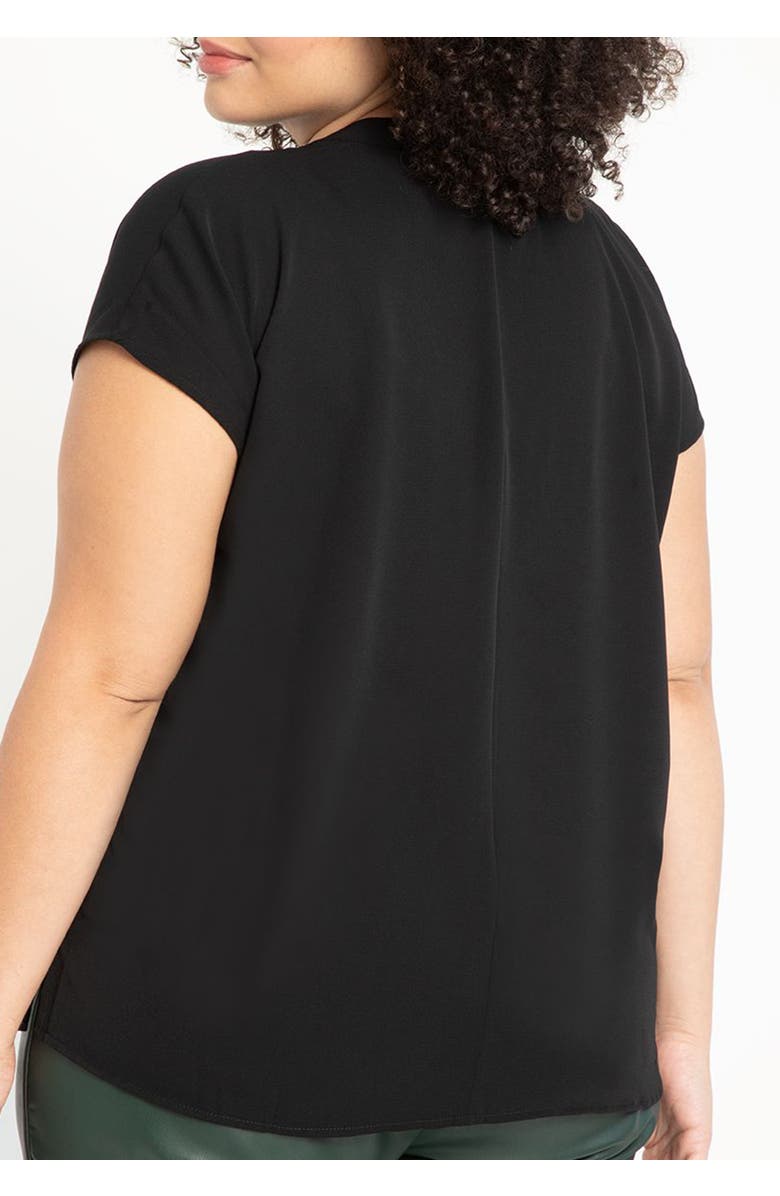 ELOQUII Notch Collar Blouse, Alternate, color, Black