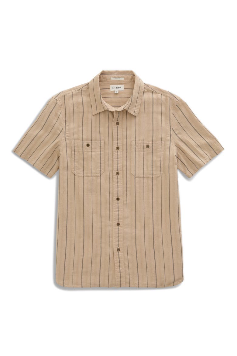 Mason Striped Short Sleeve Work Shirt, Alternate, color, NATURAL/BLACK STRIPE